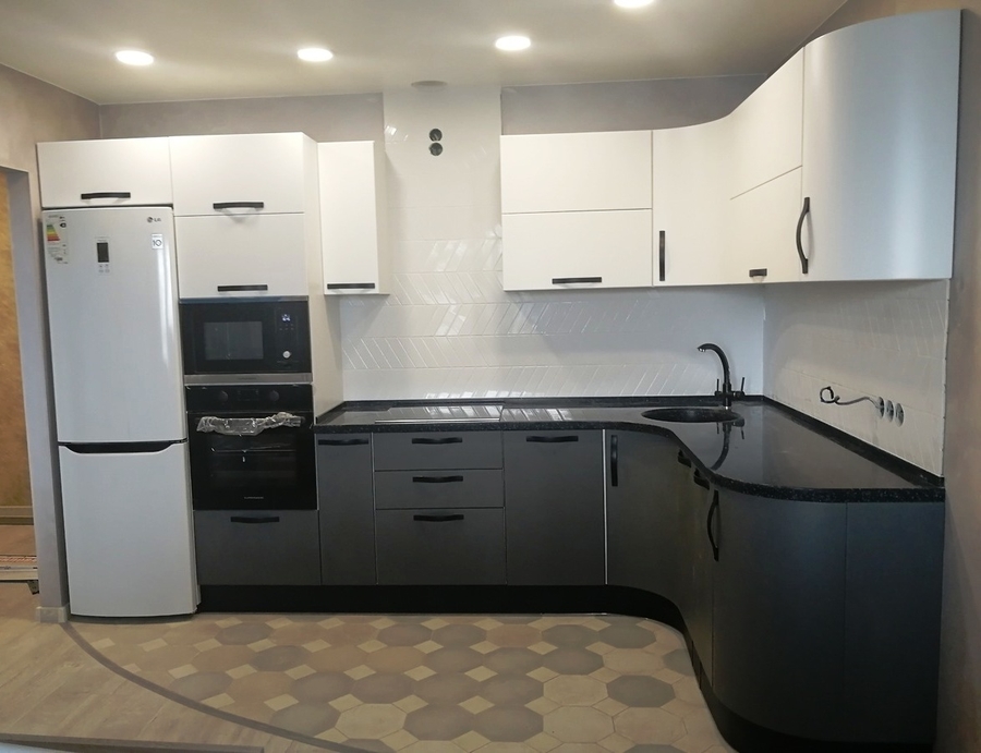Белый кухонный гарнитур-Кухня МДФ в ПВХ «Модель 29»-фото2