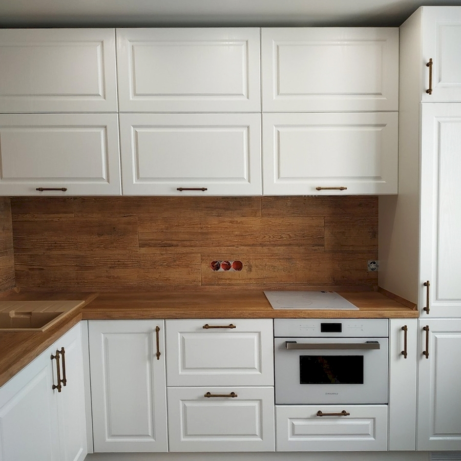 Белый кухонный гарнитур-Кухня МДФ в ПВХ «Модель 597»-фото2